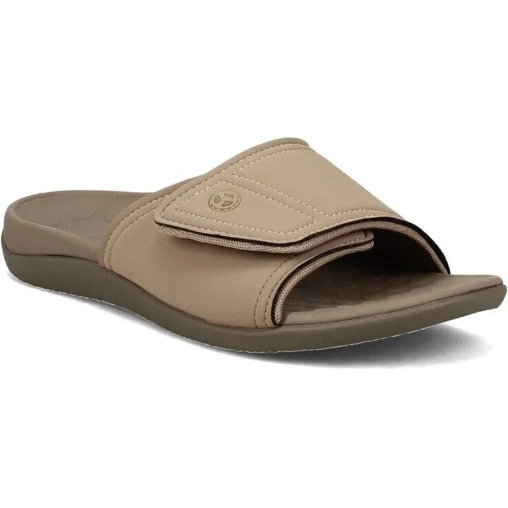 Vionic Kiwi Sandal Mens 8 Euro 41 Camel Khaki Tan Slide Supportive‎ Arch New